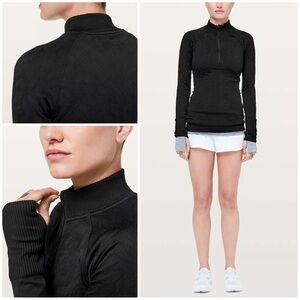 Lululemon Rest Less 1/2 Zip Pullover Top Black Long Sleeve Size 4